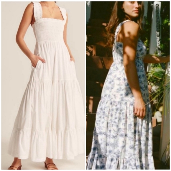 Abercrombie & Fitch Dresses & Skirts - Abercrombie & Fitch Smocked Bodice Tiered Palm Maxi Dress Size XS Petite